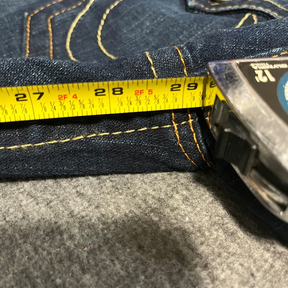 True Religion Joey Flare Jeans Dark Wash Twisted Seam 31x29 Made in USA - Picture 5 of 6